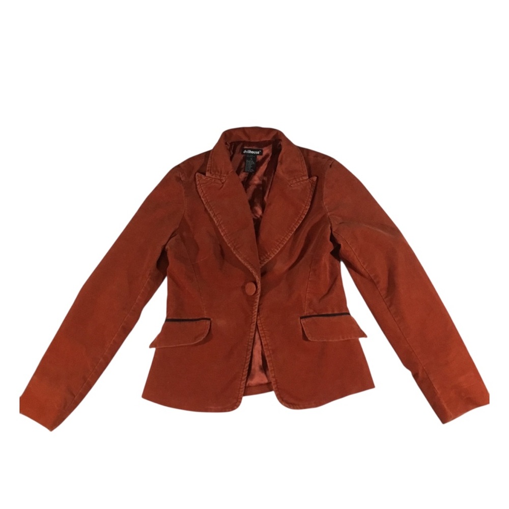Y2K Dollhouse Rust Corduroy Elbow Patch Blazer Medium Preppy Fall Work Twee
